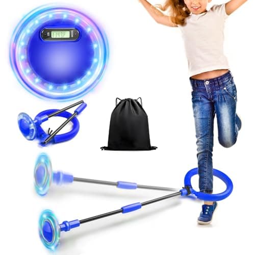 Jalunth Springring Fußkreisel Draußen Blinkt Kinder Erwachsene Geschenk