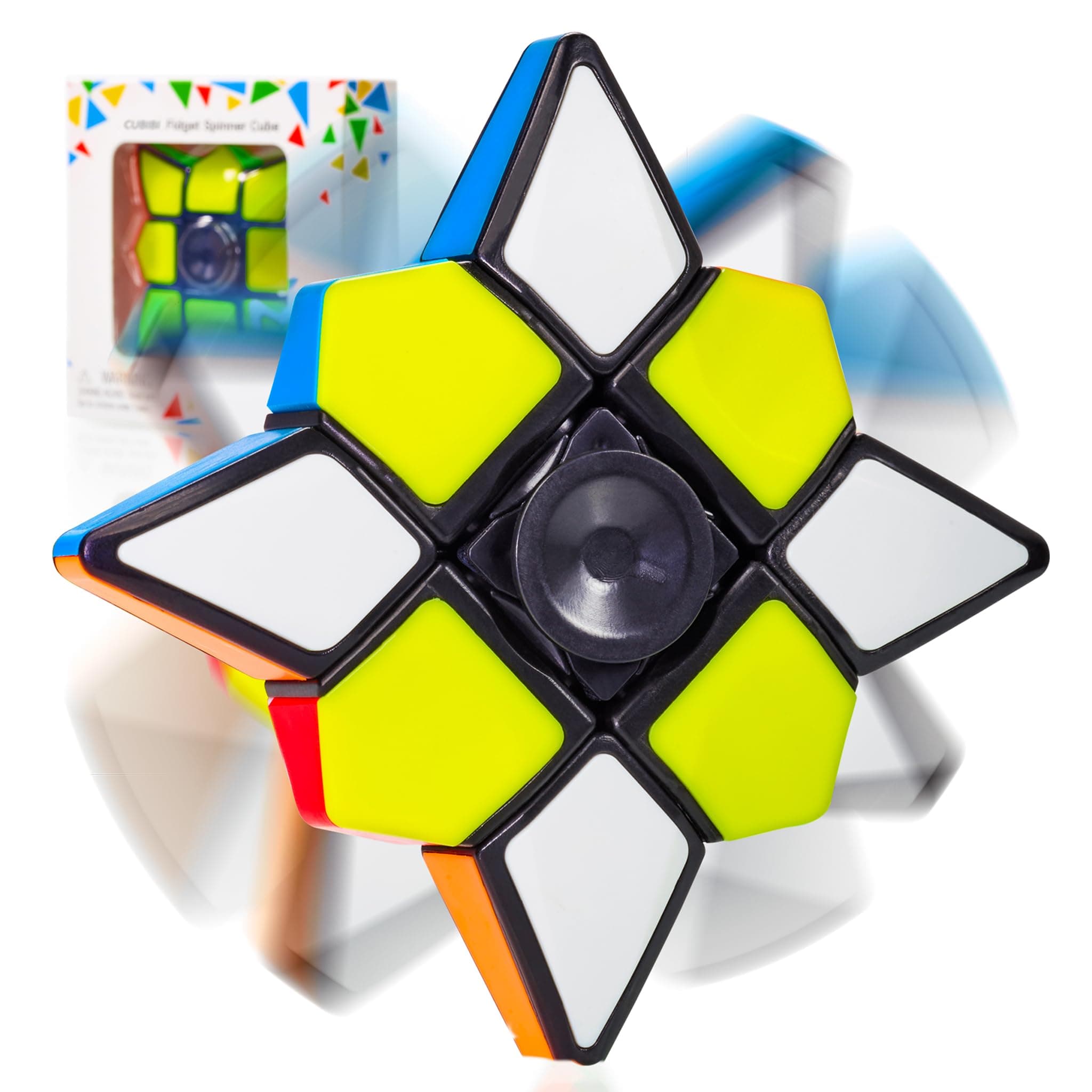 CUBIDI® Star - 3x3x1 Drehwürfel & Handkreisel - Stressabbau & Konzentrationstraining für Büro & Freizeit - 45mm Drehwürf